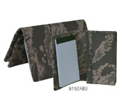 ABU camo Business card holder with pad and pen.